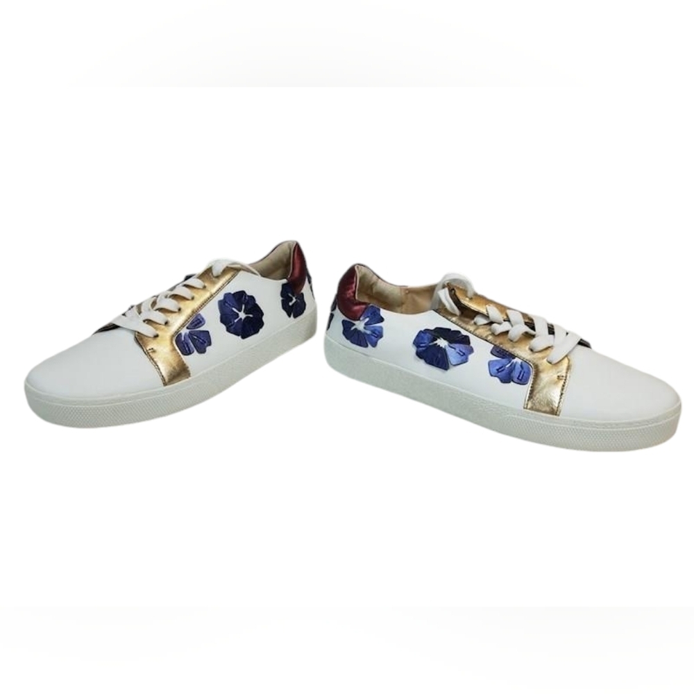 Vince Camuto White Leather Floral Lace-Up Claudinia Sneakers size 10W/40